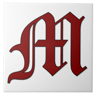 Carreau Lettre Canterbury M en mosaïque Monogramme rouge
