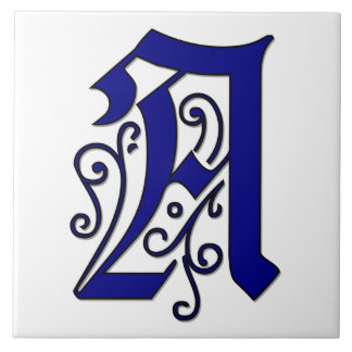 Carreau Lettre Colchester A Blue Monogram Accent Tile