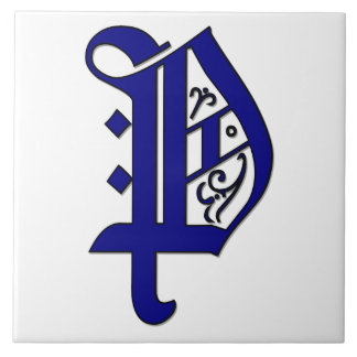 Carreau Lettre Colchester P en tuiles Monogrammes bleues