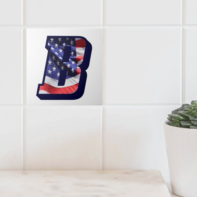 Carreau LETTRE Drapeau AMÉRICAIN "B" GRANDE TAILLE EN Céra (American Flag Letter B Large Photo Decorative Ceramic Tile)