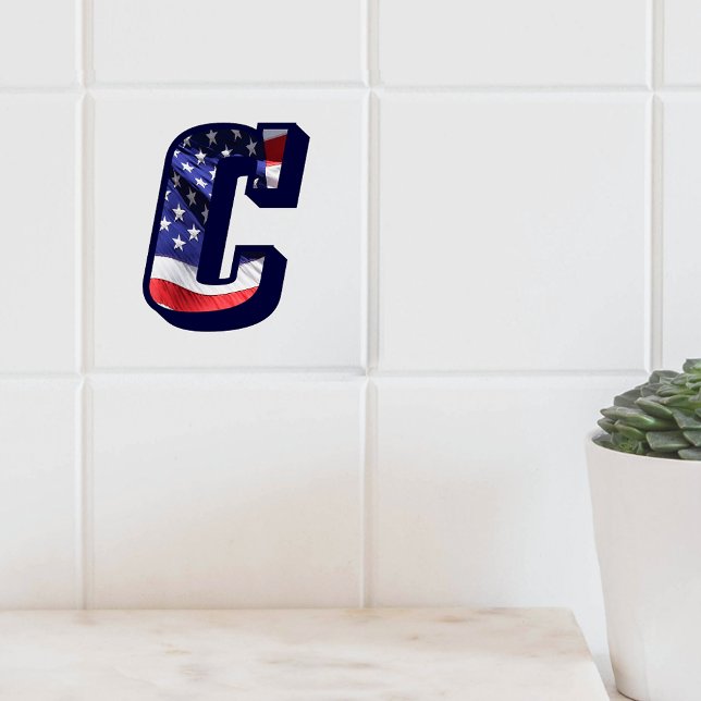 Carreau LETTRE Drapeau AMÉRICAIN "C" GRANDE TAILLE EN Céra (Créateur téléchargé)