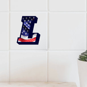 Carreau LETTRE Drapeau AMÉRICAIN "L" GRANDE TAILLE EN Céra