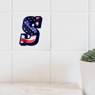 Carreau LETTRE Drapeau AMÉRICAIN "S" GRANDE TAILLE EN Céra