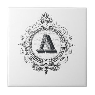 Carreau Lettre française vintage moderne A de monogramme