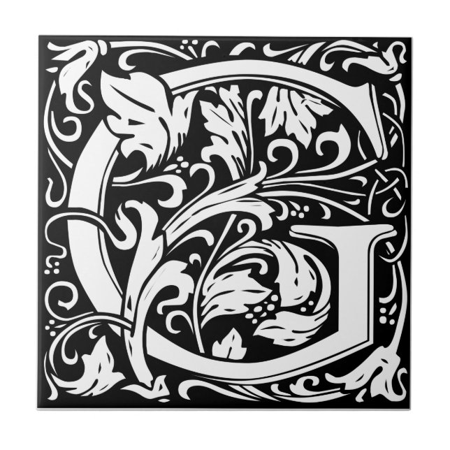 Carreau Lettre G Monogramme médiéval Art Nouveau (Devant)