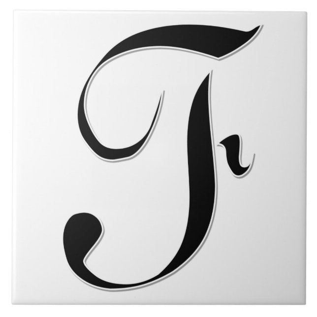 Carreau Lettre Geessele F en tuile Monogramme noire (Devant)