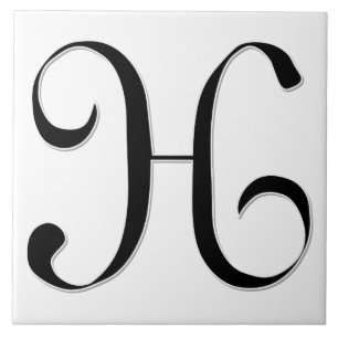Carreau Lettre Geessele H en tuile Monogramme noire