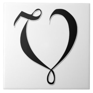 Carreau Lettre Geessele V en tuile Monogramme noire