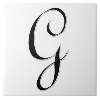 CARREAU LETTRE GÈSELE G EN CARRÉ MONOGRAPHIQUE NOIR