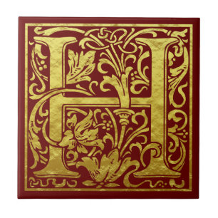 Carreau Lettre H Première Lettre Faux Gold