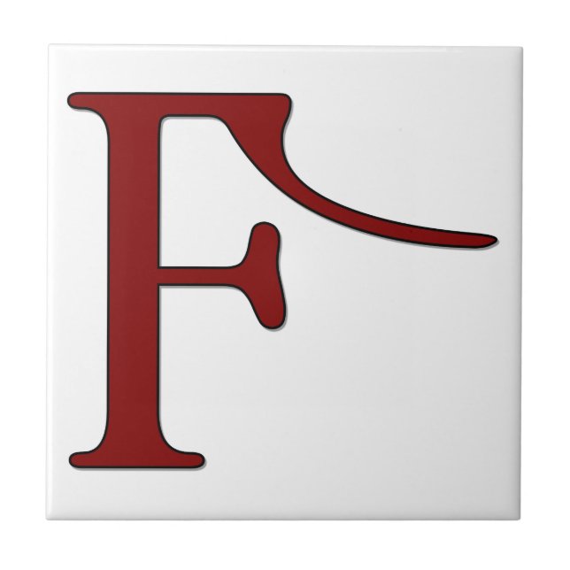 Carreau Lettre Helena F en mosaïque Monogramme rouge (Devant)