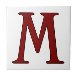 Carreau Lettre Helena M en mosaïque Monogramme rouge