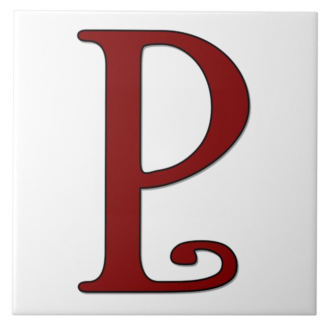 Carreau Lettre Helena P en Monogramme rouge (Devant)