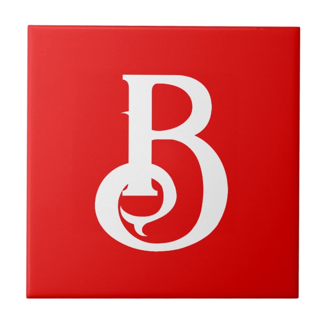 Carreau LETTRE INITIALE MONOMOBILE ROUGE BLANC Classique (Devant)