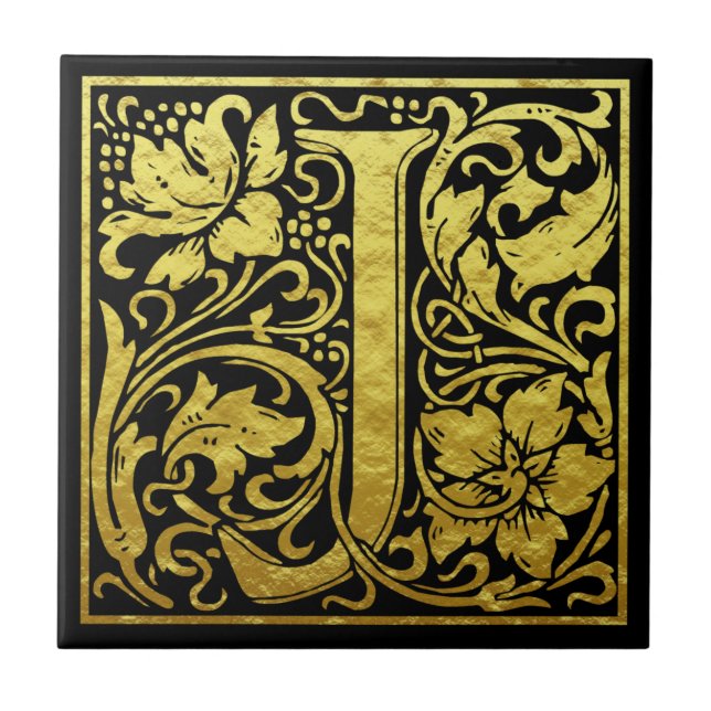 Carreau Lettre J Première lettre Faux Gold (Devant)