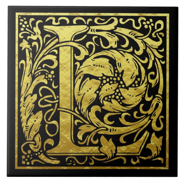 Carreau Lettre L Première Lettre Faux Gold (Devant)