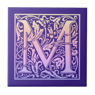 Carreau Lettre M Coloré Vintage Première Lettre Gradient