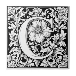 Carreau Lettre médiévale illuminée C