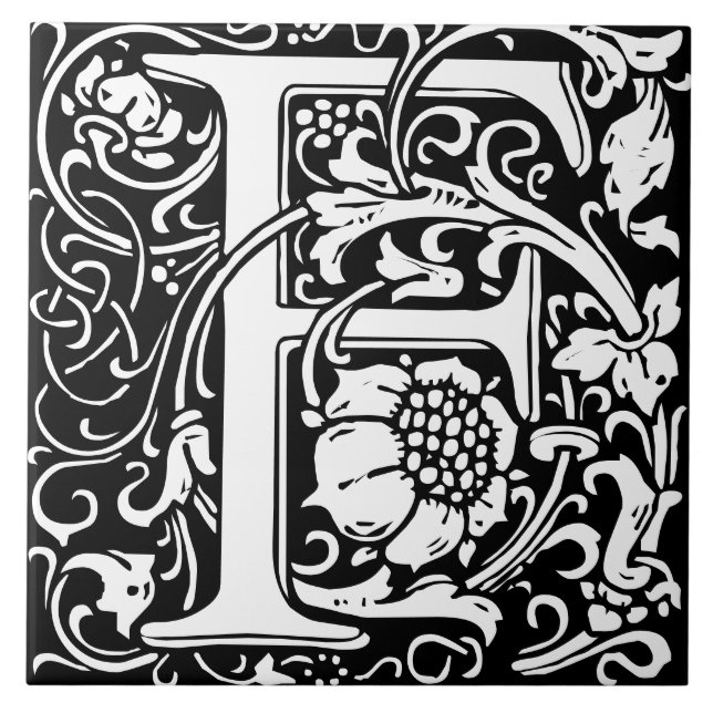Carreau Lettre monogrammée Art nouveau F par William Morri (Devant)