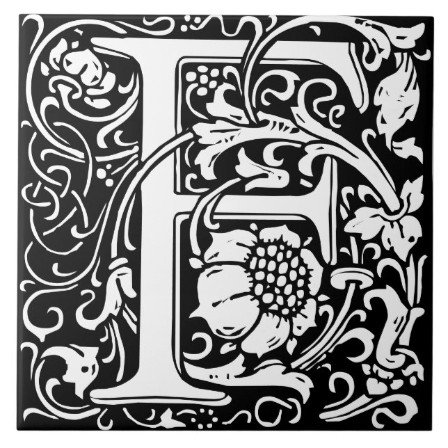 Carreau LETTRE MONOGRAPHIQUE ALPHABET Floral (Devant)