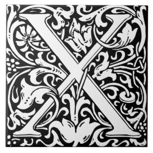 Carreau LETTRE MONOGRAPHIQUE Alphabet Floral X Tile