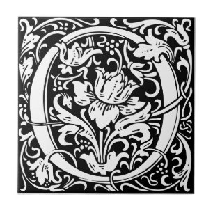 Carreau Lettre O Art nouveau Carrelage noir et blanc