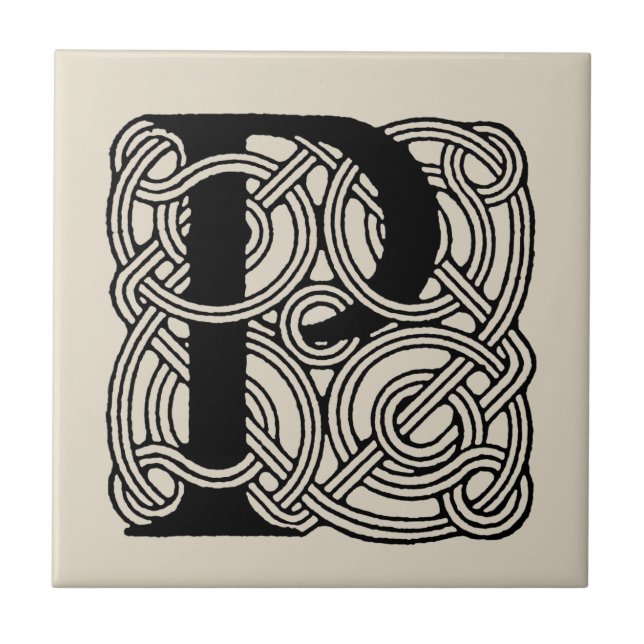 Carreau LETTRE P Vintage Céleste Knot Monogramme (Devant)
