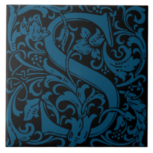 Carreau Lettre vignettée Art Nouveau de William Morris S