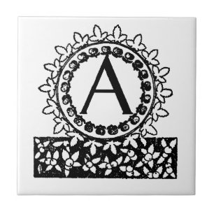 Carreau LETTRE vintage MONOGRAPHIQUE VITALE A
