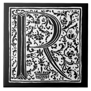 Carreau Lettres blanches de "R" de la lettre R de noir