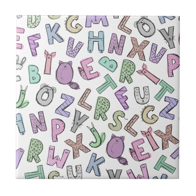 Carreau Lettres de l'alphabet des doodles (Devant)