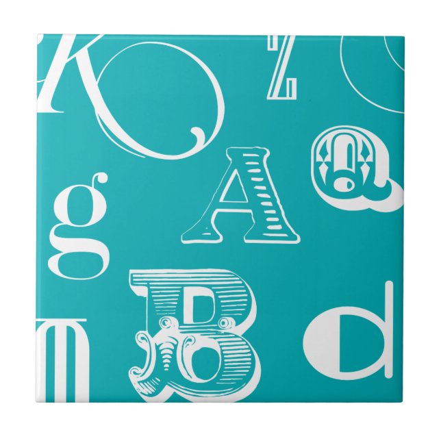Carreau Lettres décoratives sur Arrière - plan bleu (Devant)