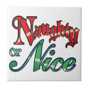 Carreau Lettres rouges rétro Noël, Naughty ou Nice