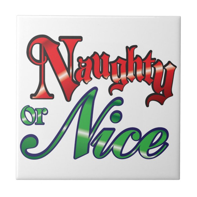 Carreau Lettres rouges rétro Noël, Naughty ou Nice (Devant)