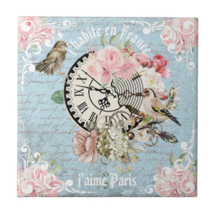 Carreau Lettres vintages à la mode décorative Floral