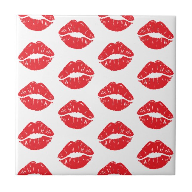 Carreau Lèvres Rouges, Rouge À Lèvres, Baiser, Motif Des L (Devant)