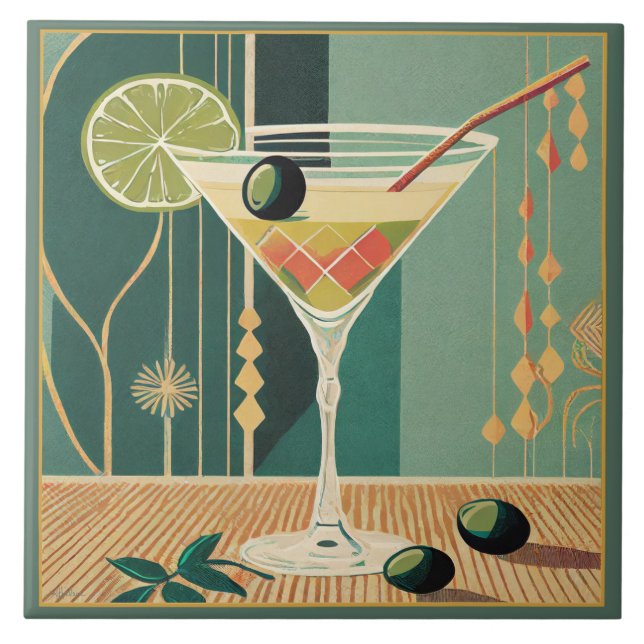 Carreau L'Heure Du Cocktail Martini Moderne Du Milieu Du S (Devant)