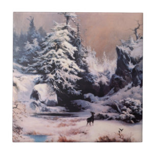 Carreau L'hiver dans les Rocheuses (par Thomas Moran)