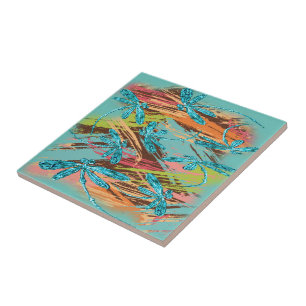 Carreau Libellule Éclaboussure Turquoise