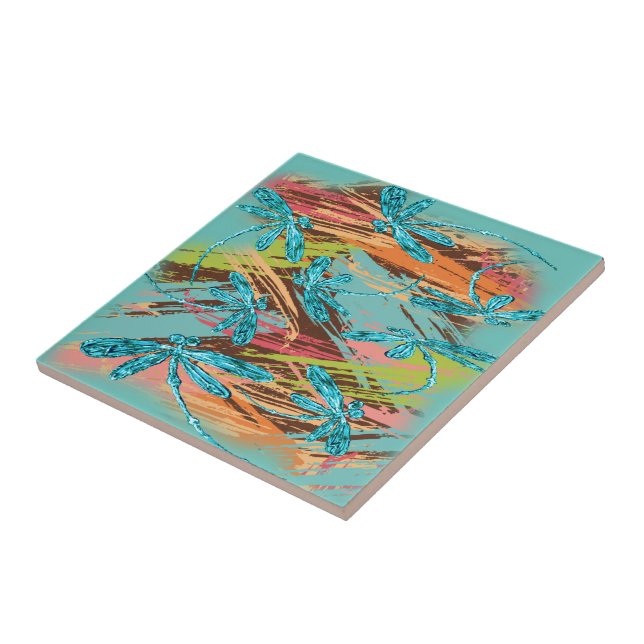 Carreau Libellule Éclaboussure Turquoise (Côté)