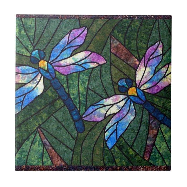 Carreau Libellules en verre souillé (Devant)