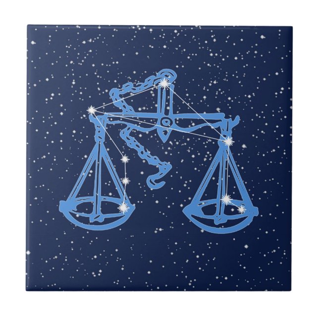 Carreau Libra Constellation et signature avec étoiles en c (Devant)