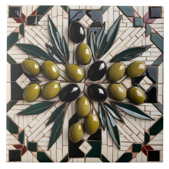 Carreau LIBRE PALESTINE olives branches mosaïque céramique (Devant)