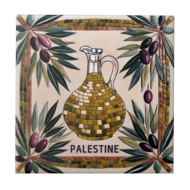 Carreau LIBRE PALESTINE olives branches mosaïque céramique (Devant)