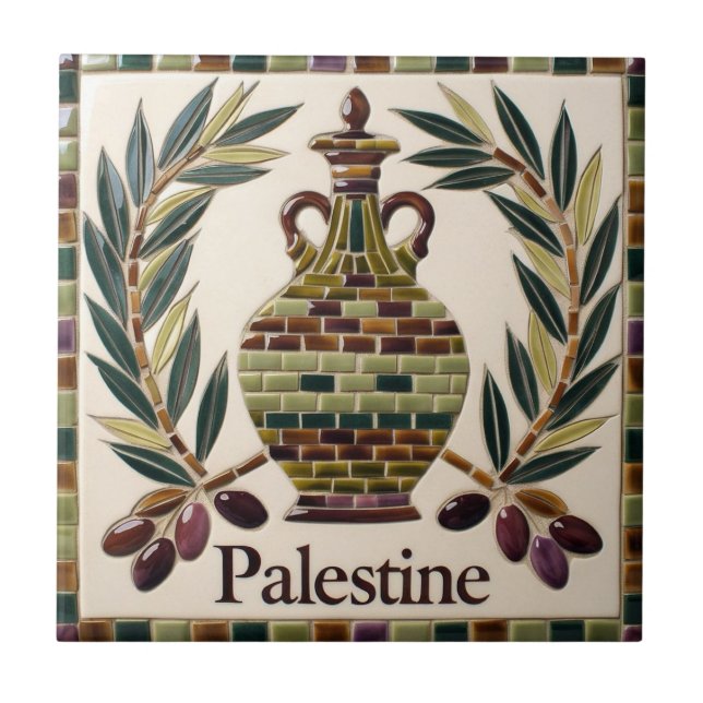 Carreau LIBRE PALESTINE olives branches mosaïque céramique (Devant)