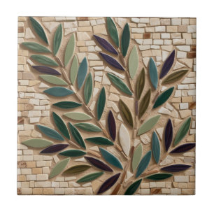 Carreau LIBRE PALESTINE olives branches mosaïque céramique