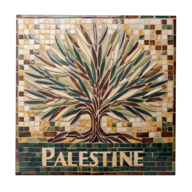 Carreau LIBRE PALESTINE olives branches mosaïque céramique (Devant)