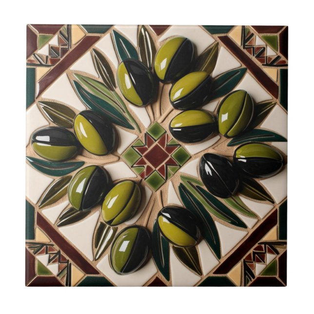 Carreau LIBRE PALESTINE olives branches mosaïque céramique (Devant)