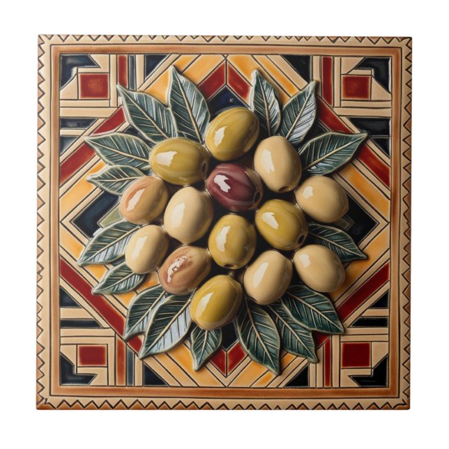 Carreau LIBRE PALESTINE olives branches mosaïque céramique (Devant)