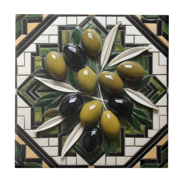 Carreau LIBRE PALESTINE olives branches mosaïque céramique (Devant)